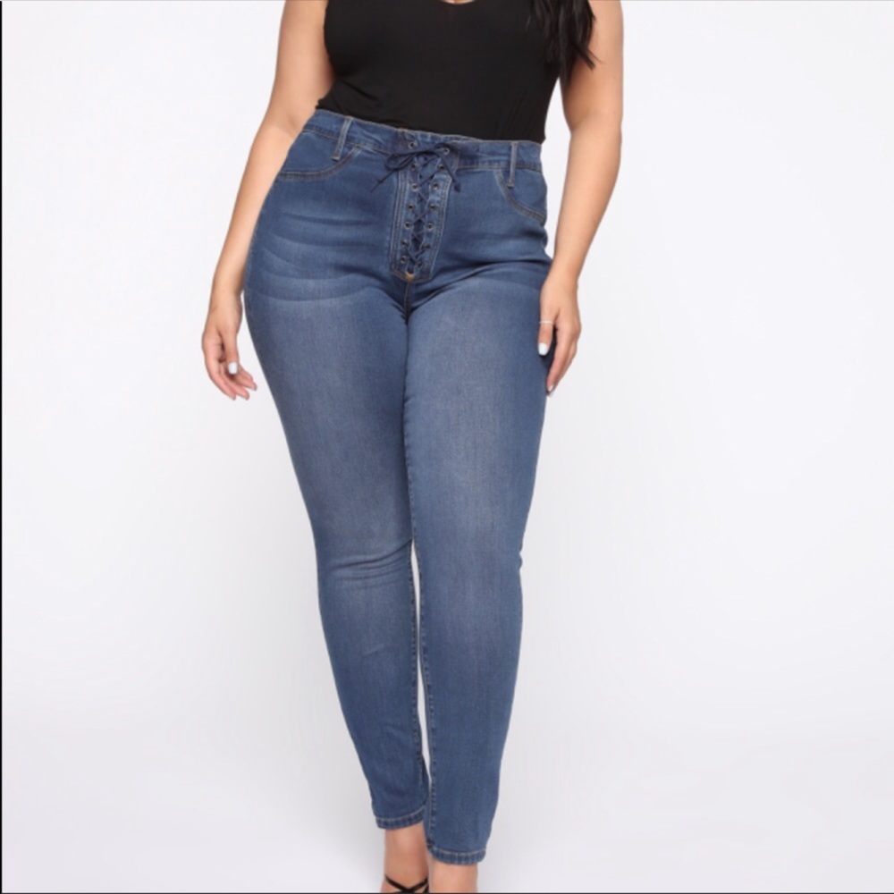 Fashion Nova Lace Up Jeans